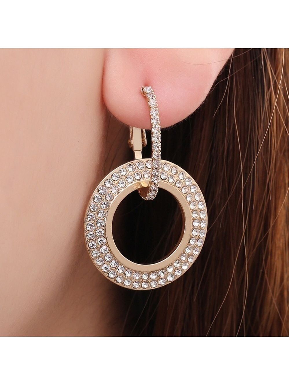 Gold Plated Crystal Hoop Earrings - Picture 8 of 9